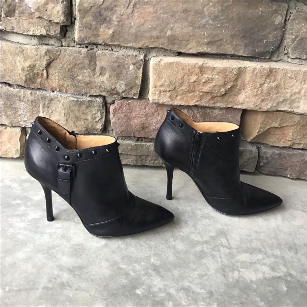 Enzo Angiolini Women’s Black Leather Eapresly Ankle Boots Stiletto Heels Size 8